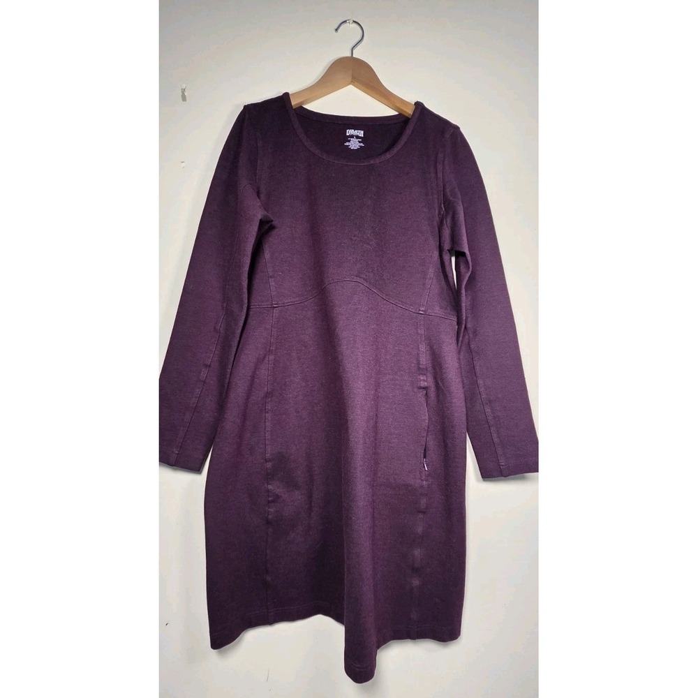Duluth Trading Co Shift Dress Women's Large Pocket Dark Burgundy